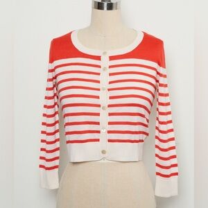 Three-Quarter Sleeve Open-Front Cropped Cardigan 100% Cashmere[NEW]